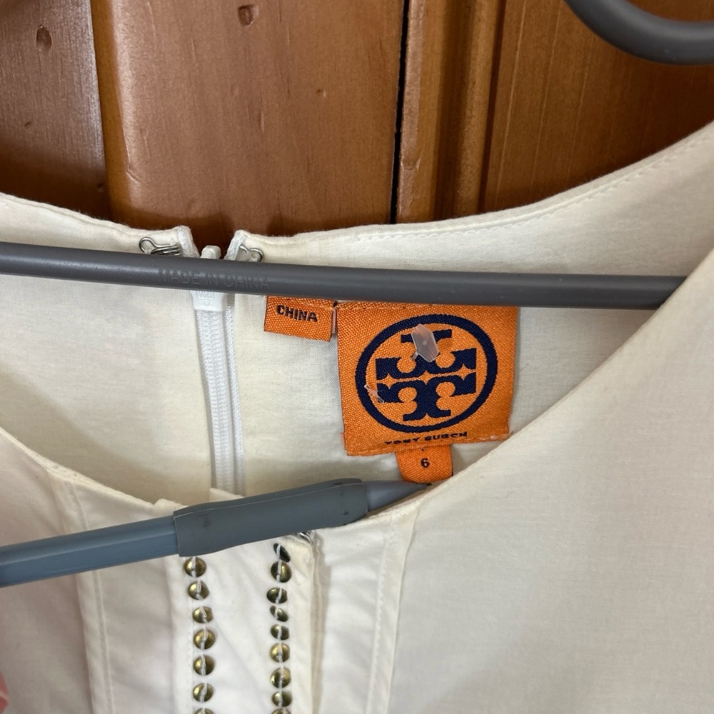 Tory Burch Womens Sz 6 White Sleeveless Studded Cutwork Mini Dress Summer Resort - Picture 3 of 10